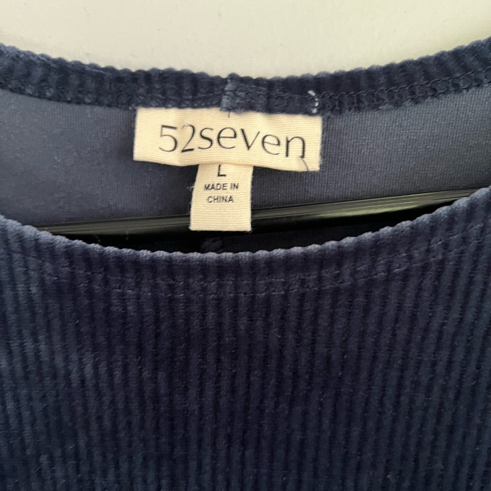Seven7 Deep Blue Ribbed Top - Picture 2 of 3